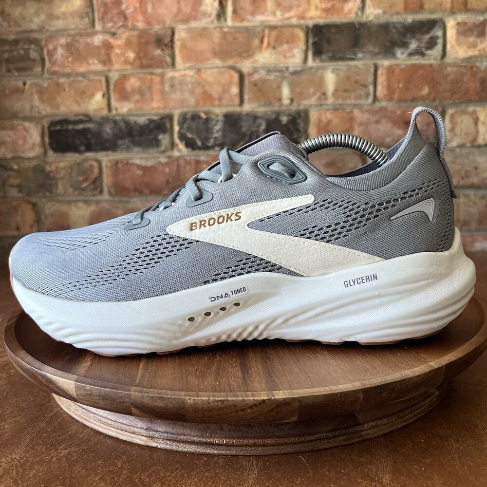 Brooks Glycerin 22 Men's 10.5 Gray White Cushioned Road Running Shoes Sneakers